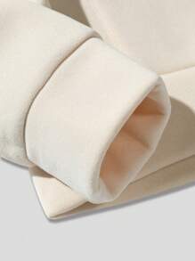 ROMWE MEN Men Butterfly & Letter Graphic Drawstring Hoodie - Beige - View 5