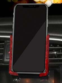 镶钻重力车载手机支架，亚克力钻石车载手机支架，车载出风口手机支架，钻石设计车载导航夹式支架，汽车配件，出风口仪表盘导航镶钻车载手机支架，送给男友的礼物，车载手机支架，兼容和安卓手机，生日礼物，送给家人和朋友的汽车配件礼物，汽车用品 - 紅色 - 查看 3