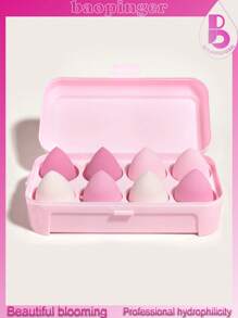 1套8格蛋盒和8入組多色水滴化妝蛋-粉色 - 彩色 - 查看 1