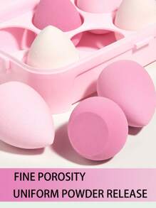 1套8格蛋盒和8入組多色水滴化妝蛋-粉色 - 彩色 - 查看 5