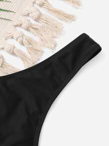 Swim Basics Summer Beach Solid High Cut Bikini Bottom - Black - View 5