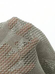 DAZY Star Pattern Drop Shoulder Top - Army Green - View 8