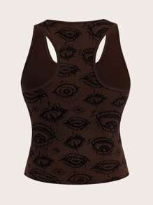 ROMWE Fairycore Áo khoác và áo lót dành cho xe tăng nữ Con số Giải trí - Màu nâu Sô-cô-la - Xem 2