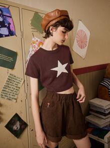 ROMWE Fairycore Áo dệt kim nữ Hình học Giải trí - Cà phê nâu - Xem 5