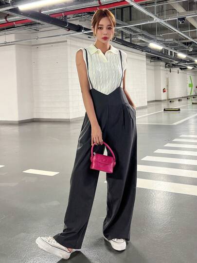 DAZY 纯色阔腿吊带连体裤女款连体裤