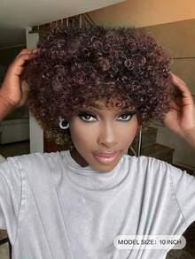 Synthetic Heat Resistant Wig Bangs Curly Short Hair Multi-Color 10 Inch Cheap Natural - Multicolor - View 2