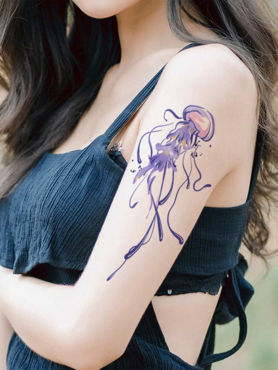1pc Dreamy Jellyfish Pattern Temporary Tattoo Sticker