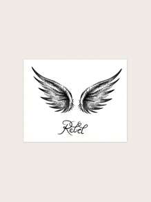 1Sheet Wing Pattern Tattoo Sticker Angle Pattern Wrist Temporary Tattoo Sticker Fake Tattoo Diy Body Art Decals - Black - View 2
