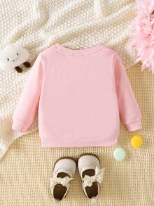 Bé Áo nỉ Hoa Slogan - Hồng - Xem 2