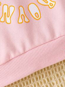 Bé Áo nỉ Hoa Slogan - Hồng - Xem 5