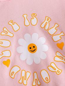 Bé Áo nỉ Hoa Slogan - Hồng - Xem 7