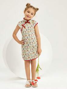 Đầm bé gái Tương phản ràng buộc Hoa Tất cả trên in Giải trí - Nhiều màu - Xem 3