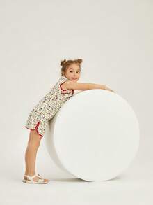 Đầm bé gái Tương phản ràng buộc Hoa Tất cả trên in Giải trí - Nhiều màu - Xem 5