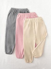 SHEIN 小女童3入組字母補丁細節前蝴蝶結衛褲 - 彩色 - 查看 2