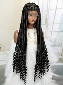 全蕾絲假髮合成蕾絲假髮 - 黑色 - 查看 8