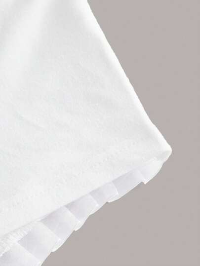 Kawaii Top de tirantes con volantes y estampado floral de tipo "Himekaji" para la escuela