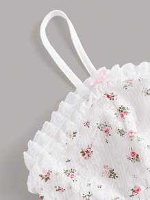 ROMWE Kawaii Himekaji Ditsy Floral Print Frill Trim Cami Top, School