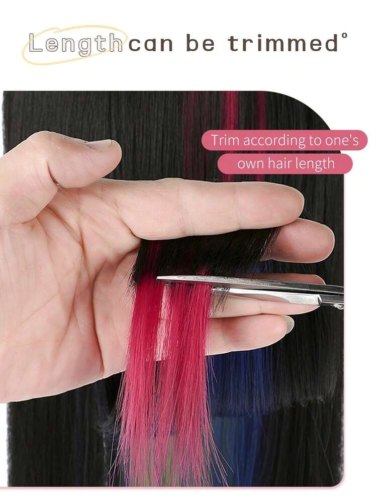 Clip In Medium Body Wave Synthetic Hair Extension - Orange - View 7