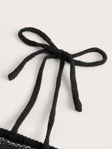 ROMWE Fairycore Hình sao Vai lạnh Áo len - Đen và trắng - Xem 3