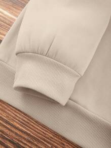 INAWLY Plus Slogan Graphic Thermal Lined Sweatshirt - Apricot - View 3