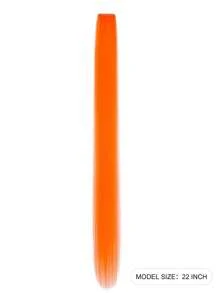 Clip In Long Straight Synthetic Hair Extension - Orange - View 2