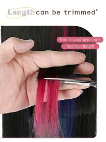 Clip In Long Straight Synthetic Hair Extension - Orange - View 8