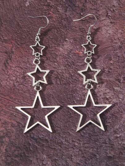 Grunge Punk 1pair Fashion Iron Alloy Star Drop Earrings For Women For Daily Decoration