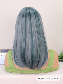 Pelucas sintéticas resistentes al calor con flequillo hechas a máquina para uso diario - Gris - Ver 3