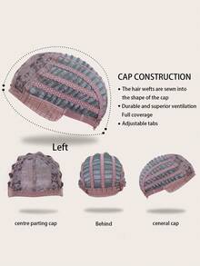 Pelucas sintéticas resistentes al calor con flequillo hechas a máquina para uso diario - Gris - Ver 6