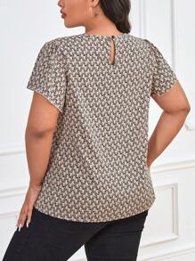 SHEIN LUNE Plus Allover Print Butterfly Sleeve Blouse
