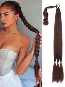 Phần mở rộng tóc tổng hợp đuôi ngựa bện dài thêm - Dark Brown - Xem 1