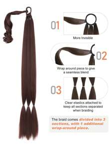 Phần mở rộng tóc tổng hợp đuôi ngựa bện dài thêm - Dark Brown - Xem 3