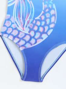 Toddler Girls Ombre Print Ruffle Trim One Piece Swimsuit - Blue - View 3