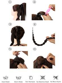 Phần mở rộng tóc tổng hợp đuôi ngựa bện dài thêm - Dark Brown - Xem 5