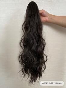 18英寸自然波浪短棕色夹式马尾假发片，耐热 - 棕色 - 查看 3