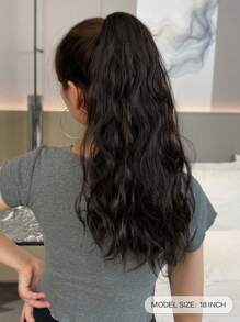 18英寸自然波浪短棕色夹式马尾假发片，耐热 - 棕色 - 查看 8