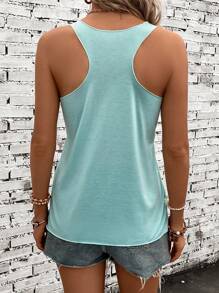 SHEIN VCAY Letter Graphic Tank Top - Mint Blue - View 2