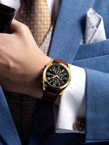 Poshi 黑色商務石英表 - 黑色 - 查看 2