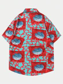 ROMWE MEN Street Life 男士滿版印花襯衫 - 彩色 - 查看 2