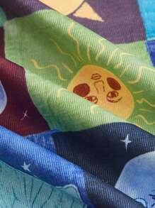 ROMWE Hippie Sun & Moon Print Contrast Lace Cami Top - Multicolor - View 4