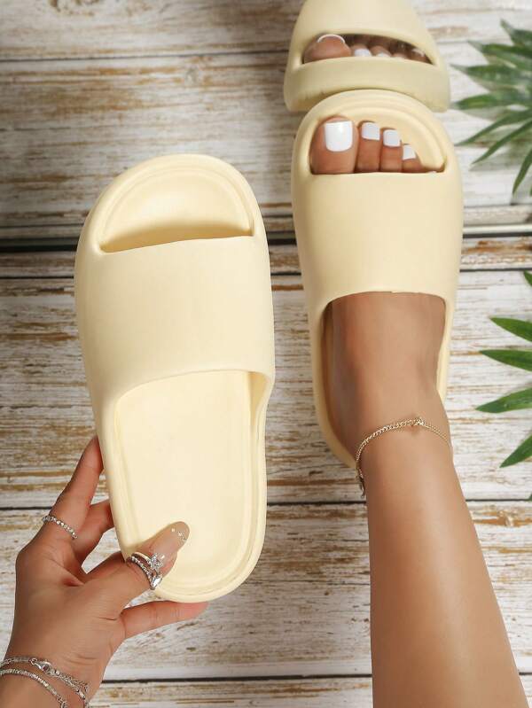 Women Minimalist Single Band Slides, Fashion Yellow EVA Slides SHEIN UK