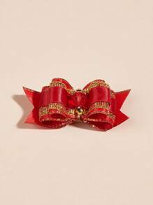 1pc Bow Decor Pet Hair Clip - Red - View 1