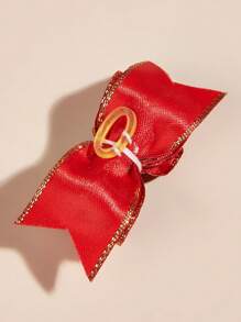 1pc Bow Decor Pet Hair Clip - Red - View 2
