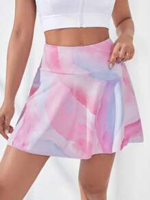 Tennis Girlish Chân Váy & Quần Skorts Thể thao Nữ Túi Cà vạt nhuộm - Màu Hồng baby - Xem 3