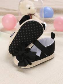 Black Bowknot Flat Shoes For Toddler Girls, 0-1 Years - Black - View 2
