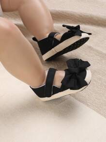 Black Bowknot Flat Shoes For Toddler Girls, 0-1 Years - Black - View 5
