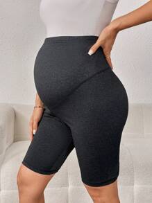 SHEIN 孕婦腹部支撐騎行褲 - 深灰色 - 查看 4
