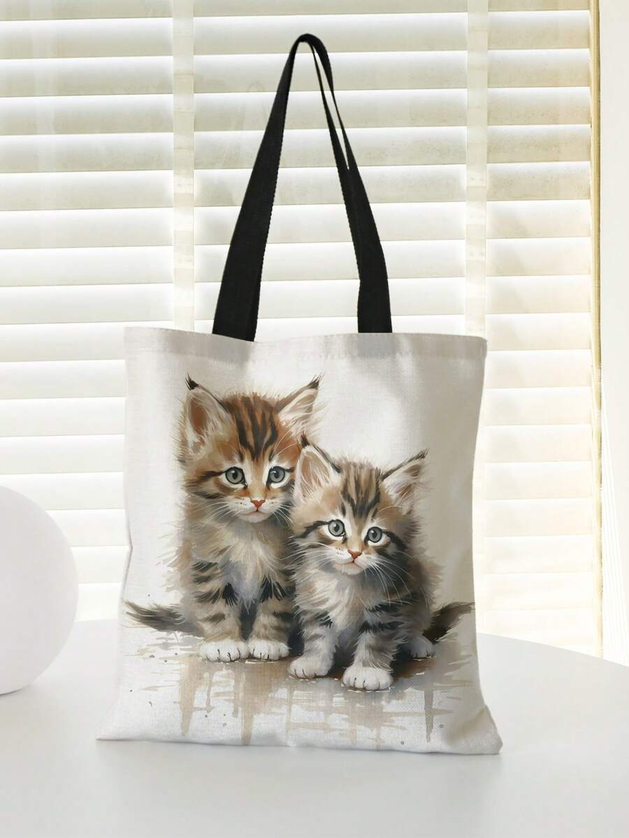 貓樣式學院風購物袋 - 彩色 - 查看 1