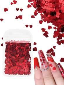 1入組發亮的紅色的黑色美甲亮片Love愛心形狀雪花切片裝飾用品配件混合尺寸 - 紅色 - 查看 1