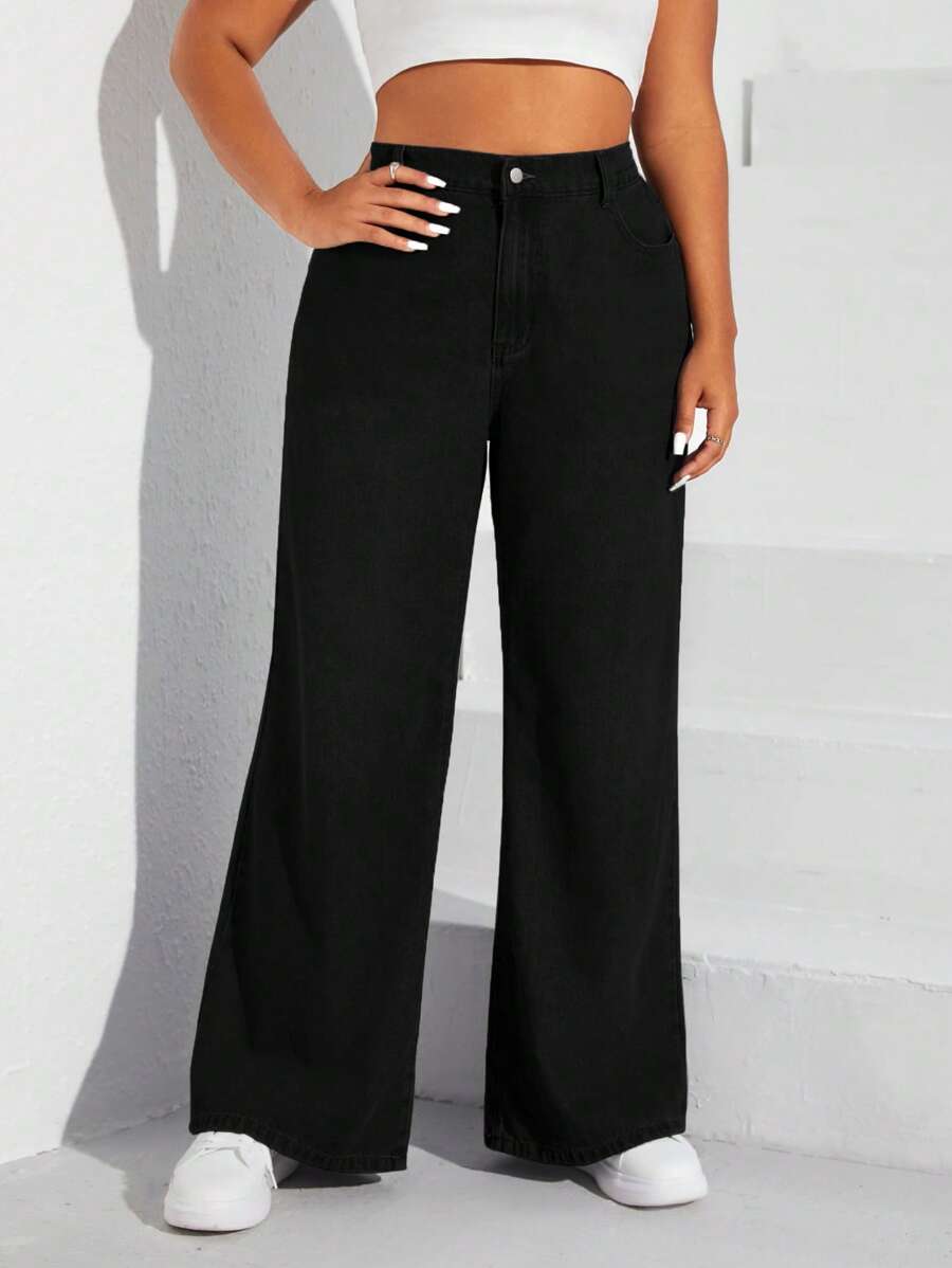 SHEIN ICON Plus High Waist Wide Leg Jeans